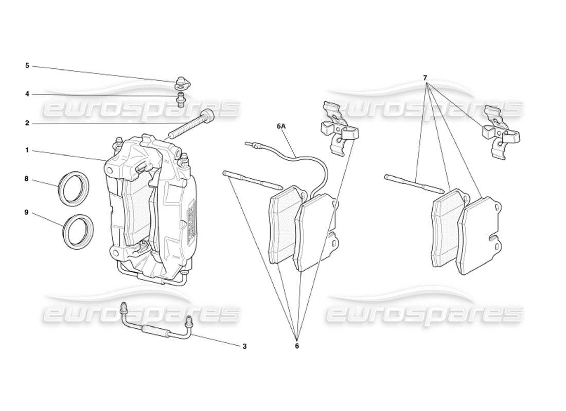 ferrari 360 modena calipers for front and rear brakes part diagram