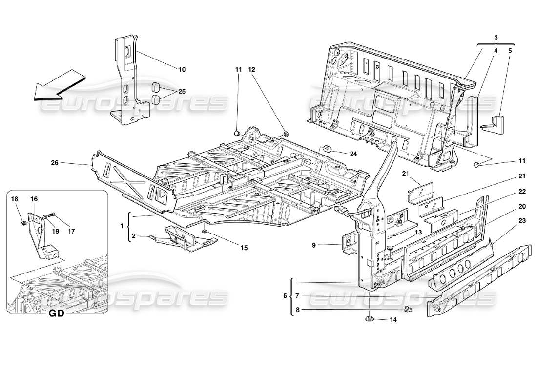 ferrari 355 (2.7 motronic) central part structures part diagram