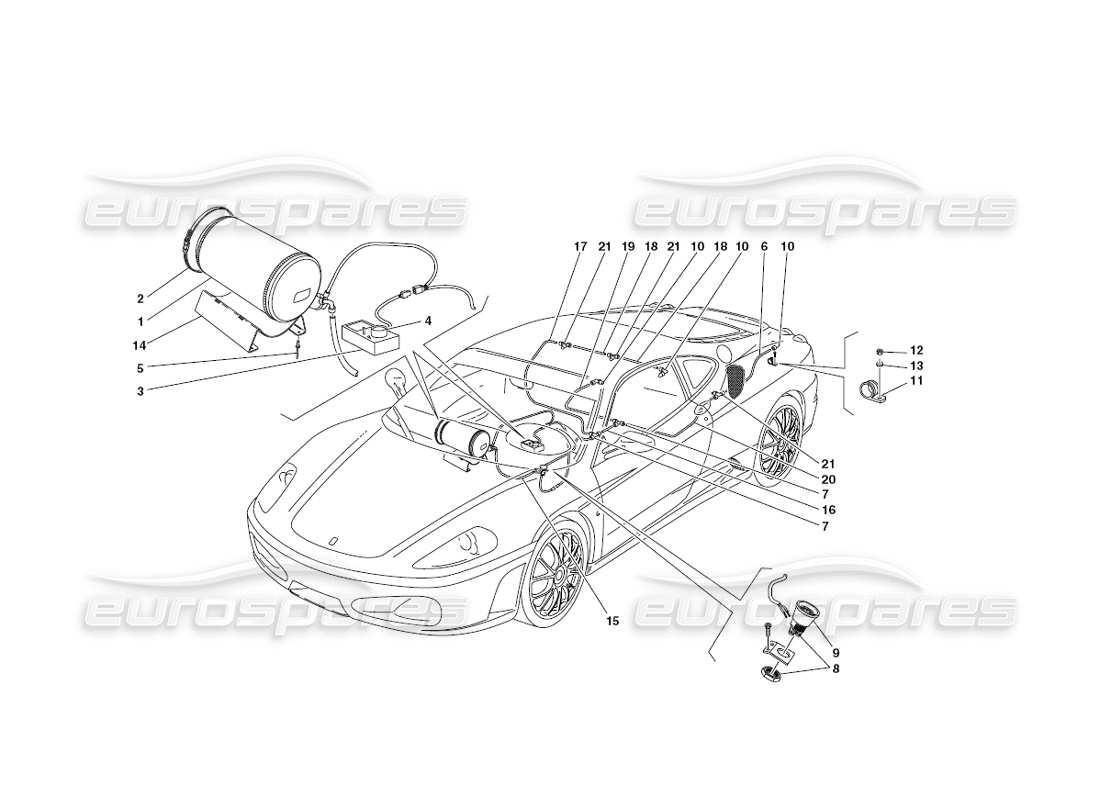 ferrari 430 challenge (2006) fire-proof system parts diagram