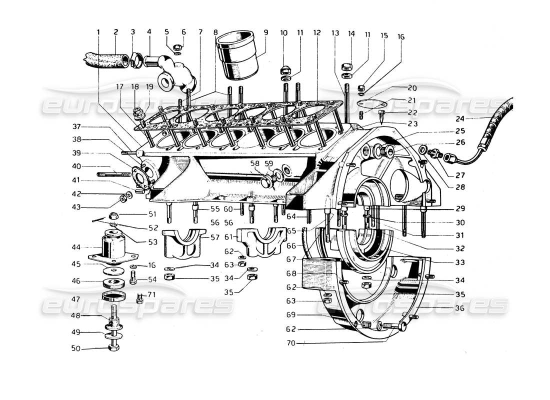 ferrari 275 gtb/gts 2 cam crankcase parts diagram