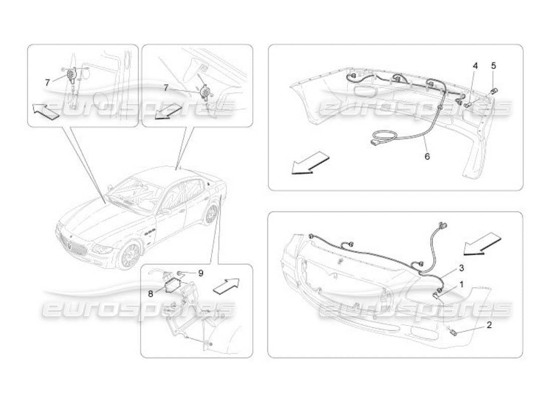 maserati qtp. (2005) 4.2 parking sensors part diagram