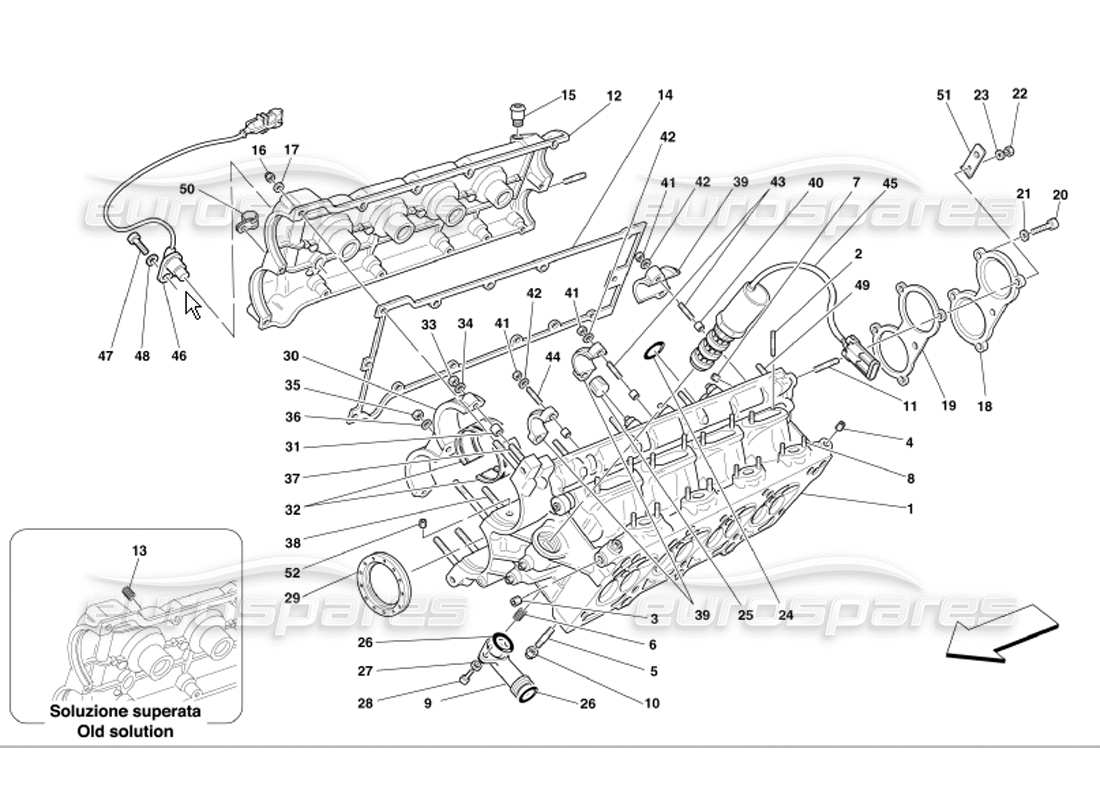 ferrari 360 modena rh cylinder head part diagram