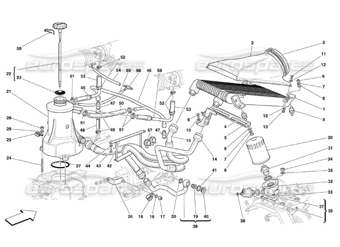 ferrari 360 challenge stradale lubrication system and blow-by system parts diagram