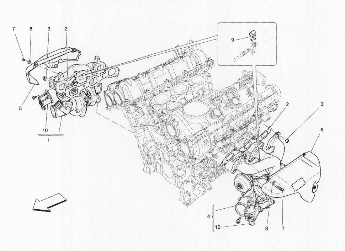 maserati qtp. v6 3.0 bt 410bhp 2wd 2017 turbocharging system: equipments part diagram