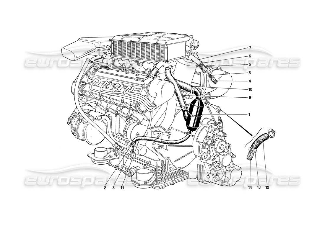 ferrari 208 turbo (1989) blow - by system parts diagram