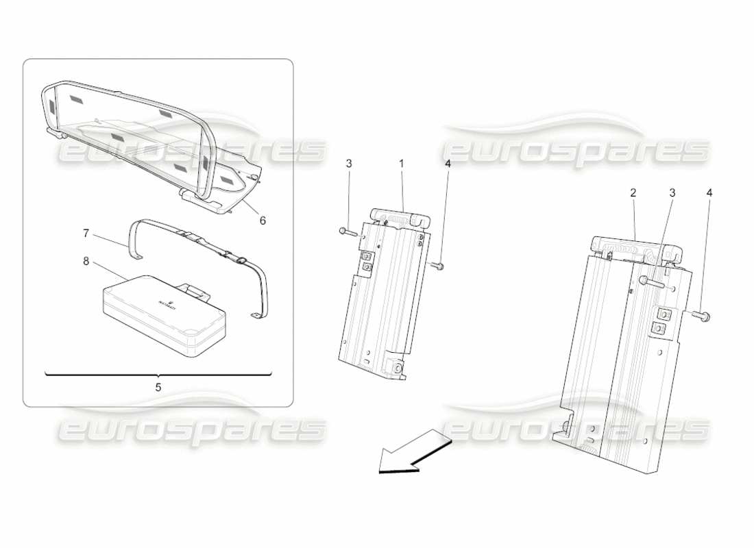 maserati grancabrio (2011) 4.7 electrical capote: roll bar and accessories part diagram