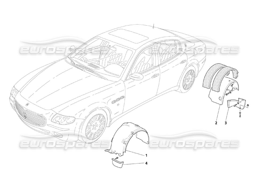 maserati qtp. (2003) 4.2 wheelhouse and doors part diagram