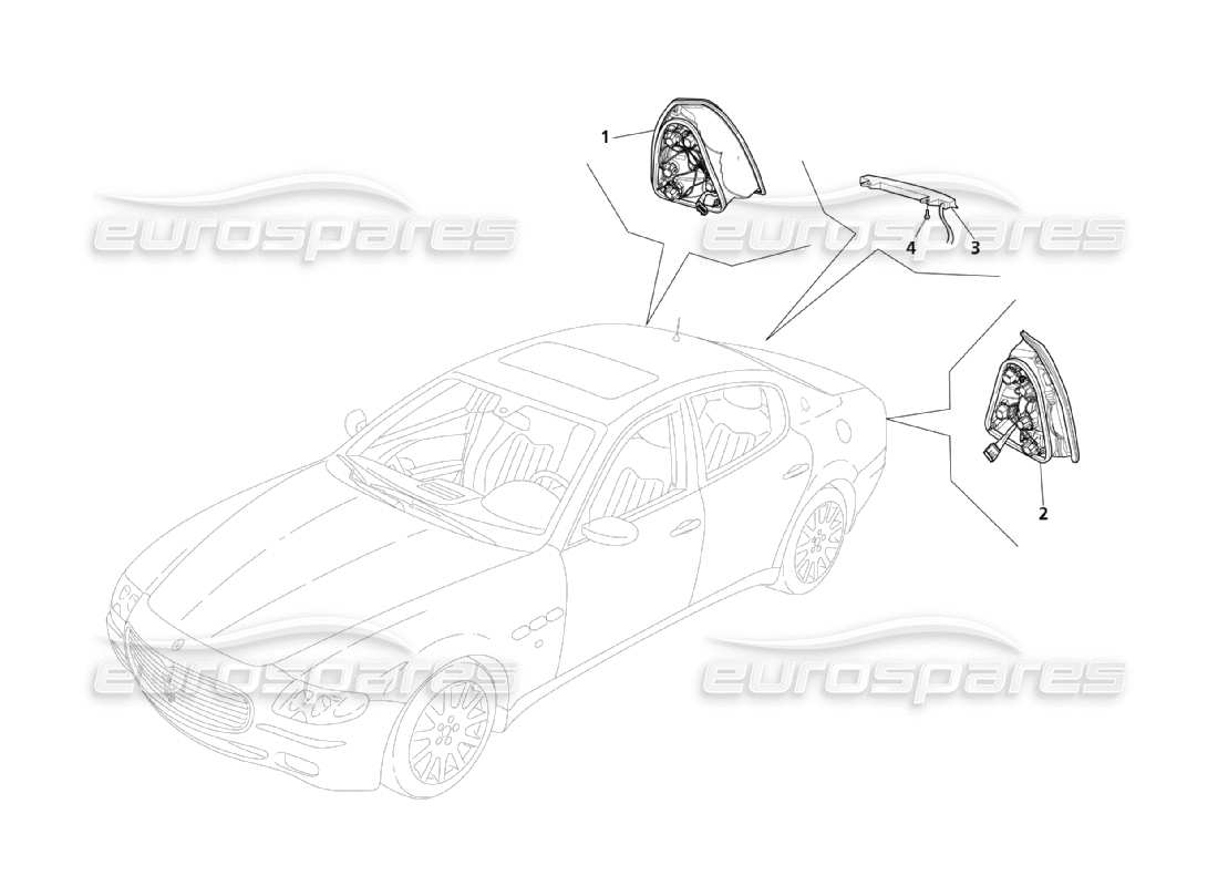 maserati qtp. (2003) 4.2 rear lights part diagram