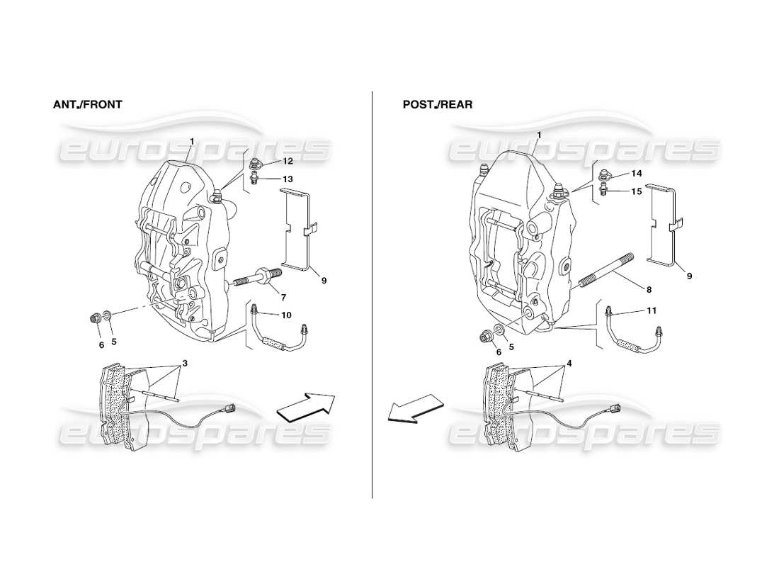 ferrari 430 challenge (2006) calipers for front and rear brakes part diagram