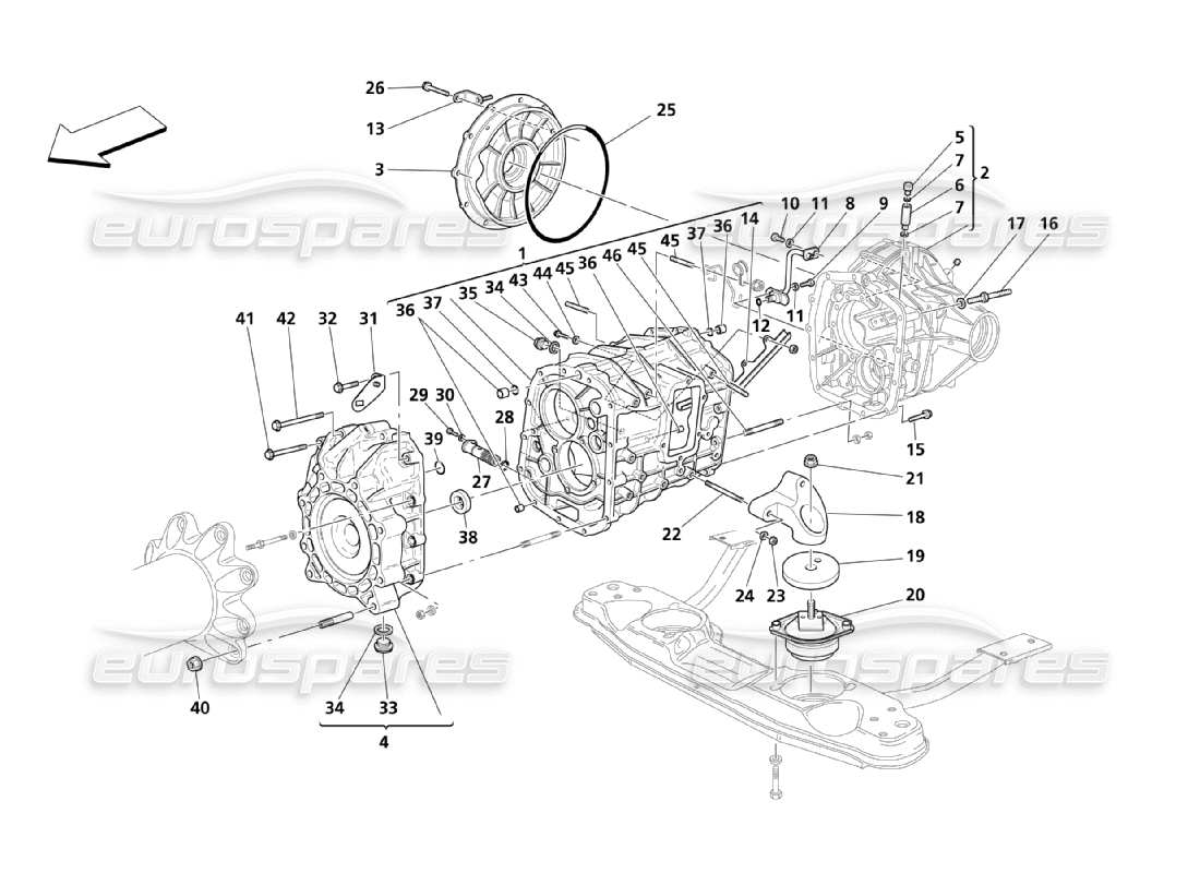 maserati qtp. (2003) 4.2 gears housing part diagram