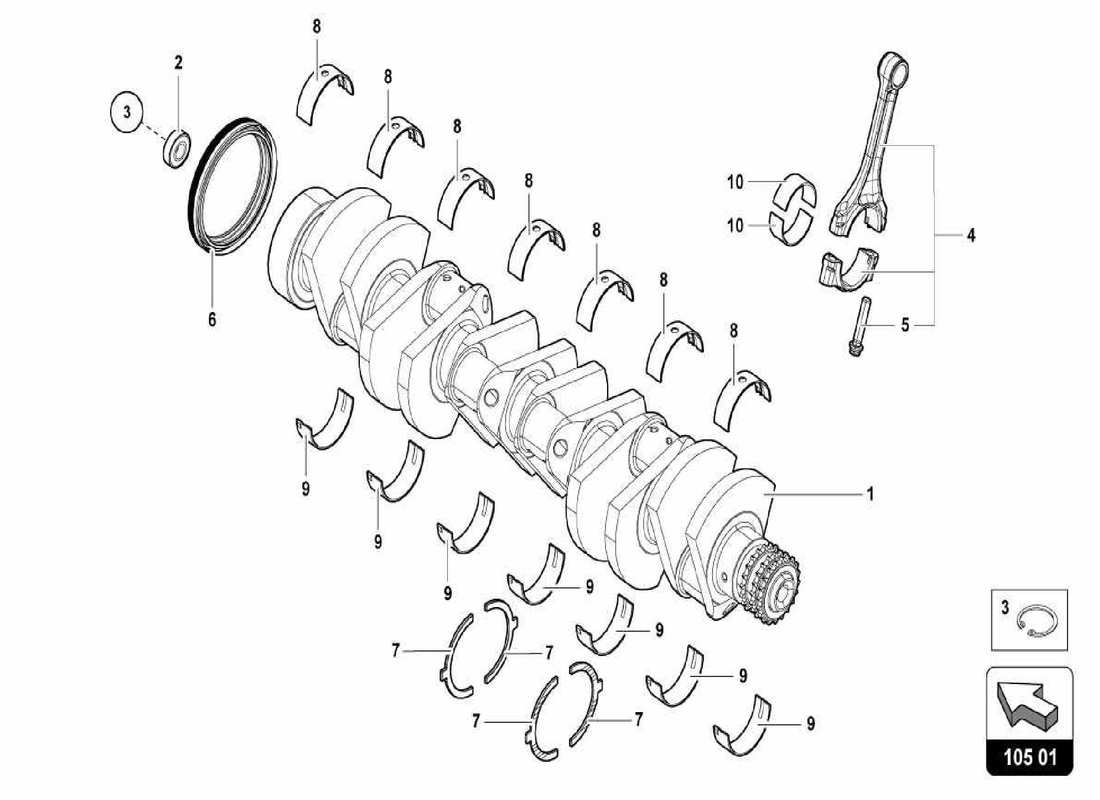 lamborghini centenario spider crankshaft with bearings parts diagram