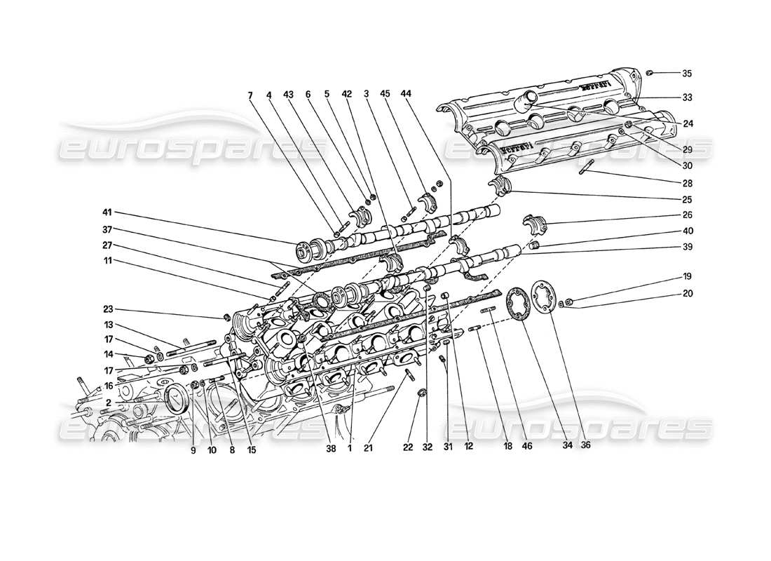 ferrari 208 turbo (1989) cylinder head (left) parts diagram