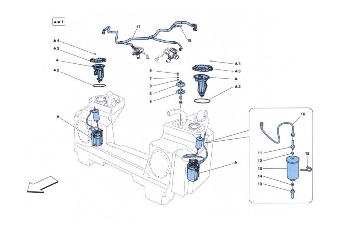 ferrari 458 challenge pompe e tubazioni alimentazione parts diagram