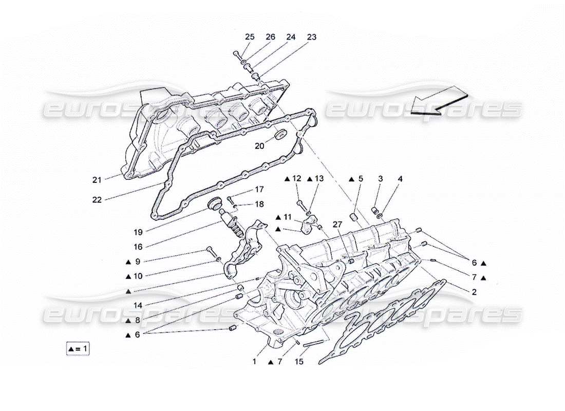 maserati qtp. (2010) 4.2 rh cylinder head parts diagram