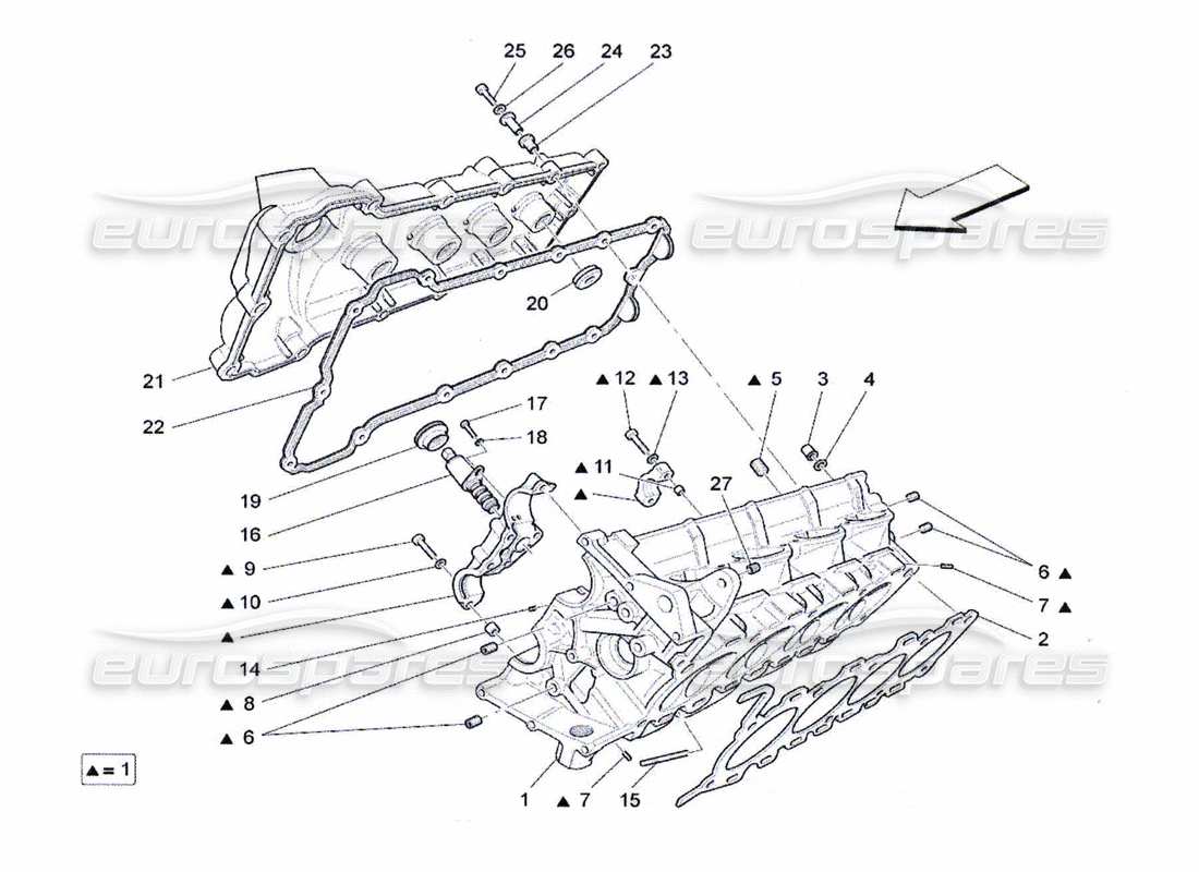 maserati qtp. (2010) 4.7 rh cylinder head part diagram