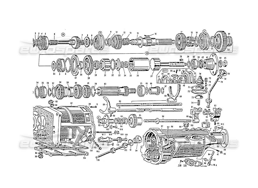 maserati 3500 gt transmission 4 speeds part diagram