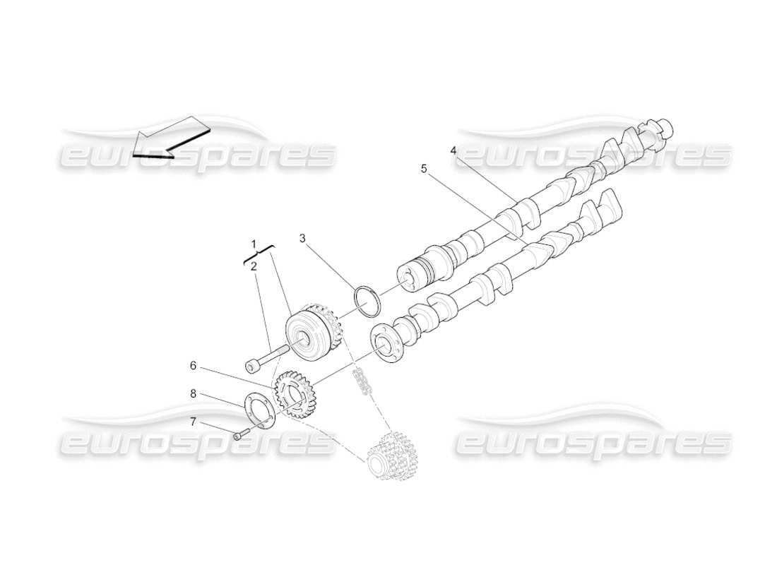 maserati grancabrio (2011) 4.7 rh cylinder head camshafts part diagram