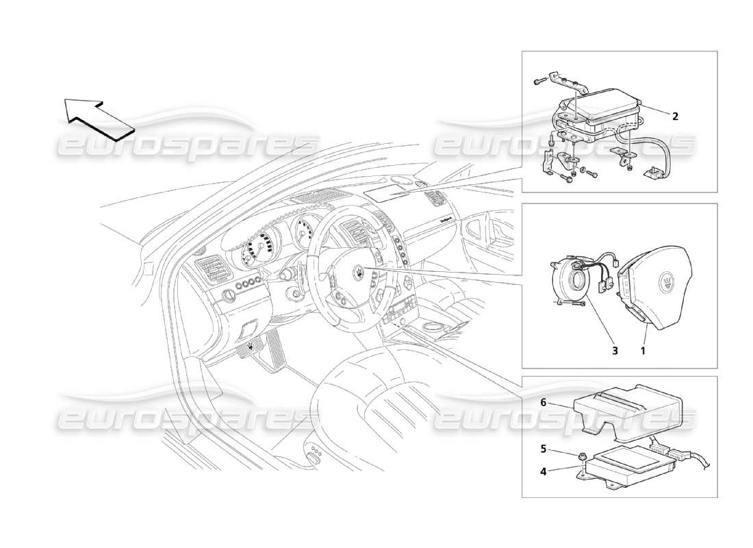 maserati qtp. (2003) 4.2 front air-bag system part diagram