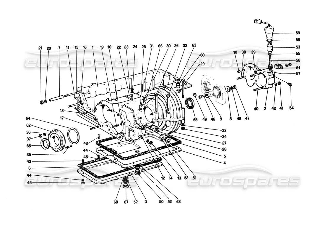 ferrari 308 gtb (1980) gearbox - differential housing and oil sump (308 gtb) parts diagram
