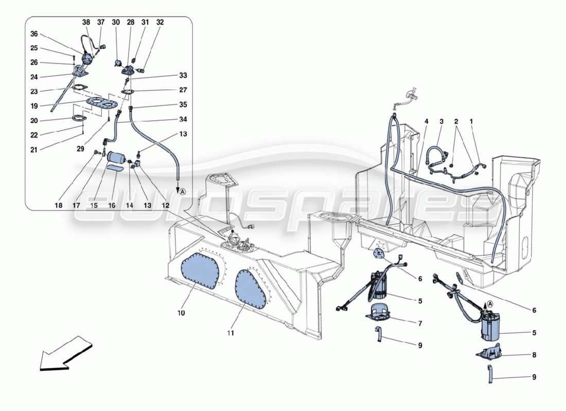 ferrari 488 challenge fuel pipes parts diagram