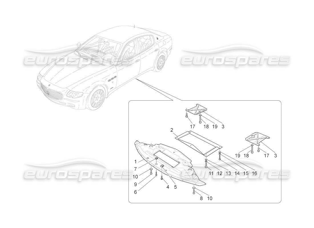maserati qtp. (2011) 4.7 auto underbody and underfloor guards parts diagram