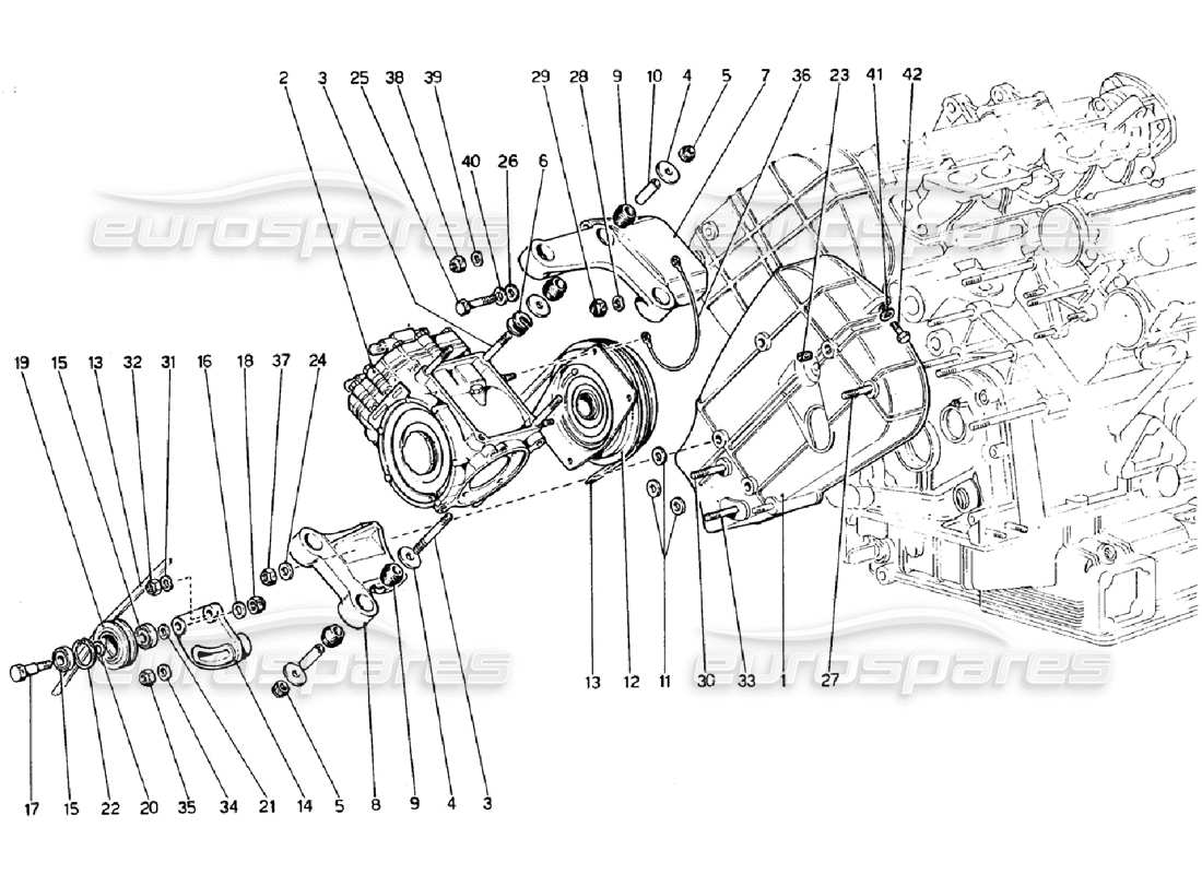 ferrari 308 gtb (1976) air conditioning compressor and controls part diagram