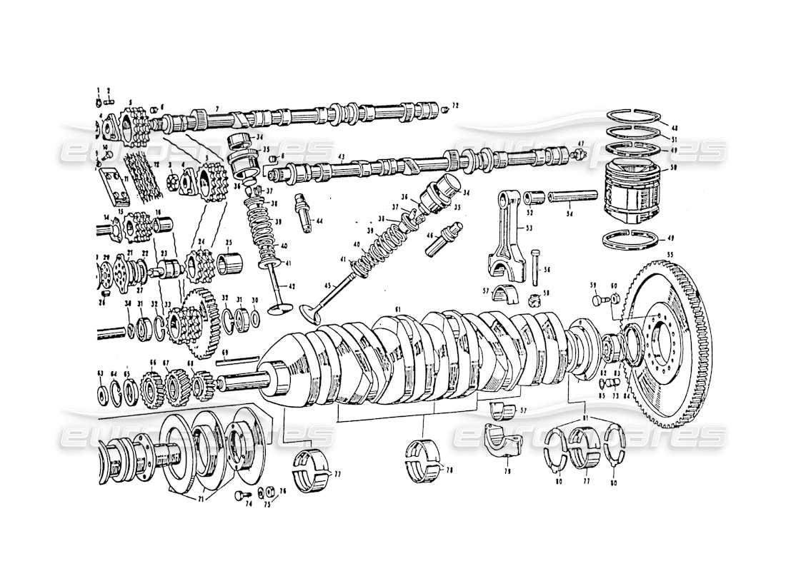 maserati 3500 gt moving parts and timing parts diagram