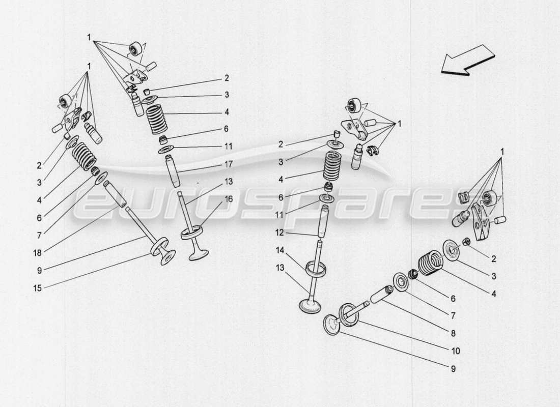 maserati qtp. v8 3.8 530bhp auto 2015 valves parts diagram