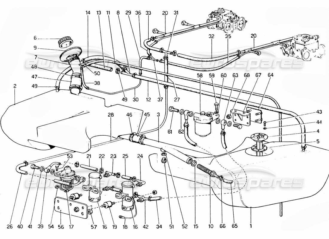 ferrari 365 gtc4 (mechanical) fuel system part diagram