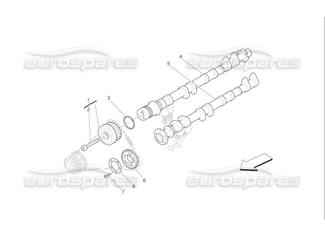 maserati qtp. (2009) 4.2 auto lh cylinder head camshafts parts diagram