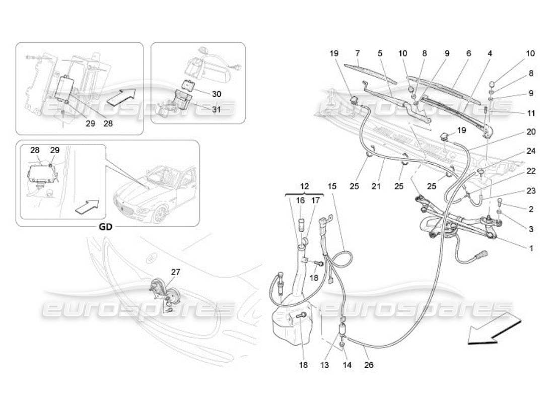 maserati qtp. (2005) 4.2 external vehicle devices part diagram