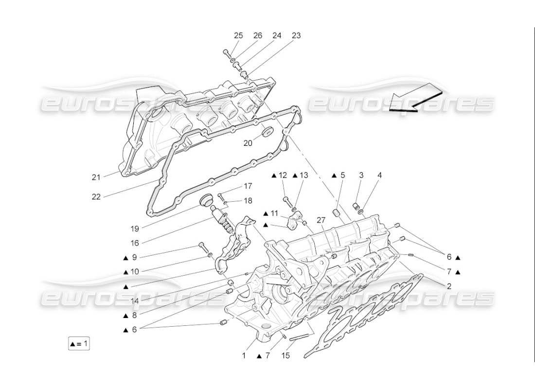 maserati qtp. (2009) 4.2 auto rh cylinder head parts diagram