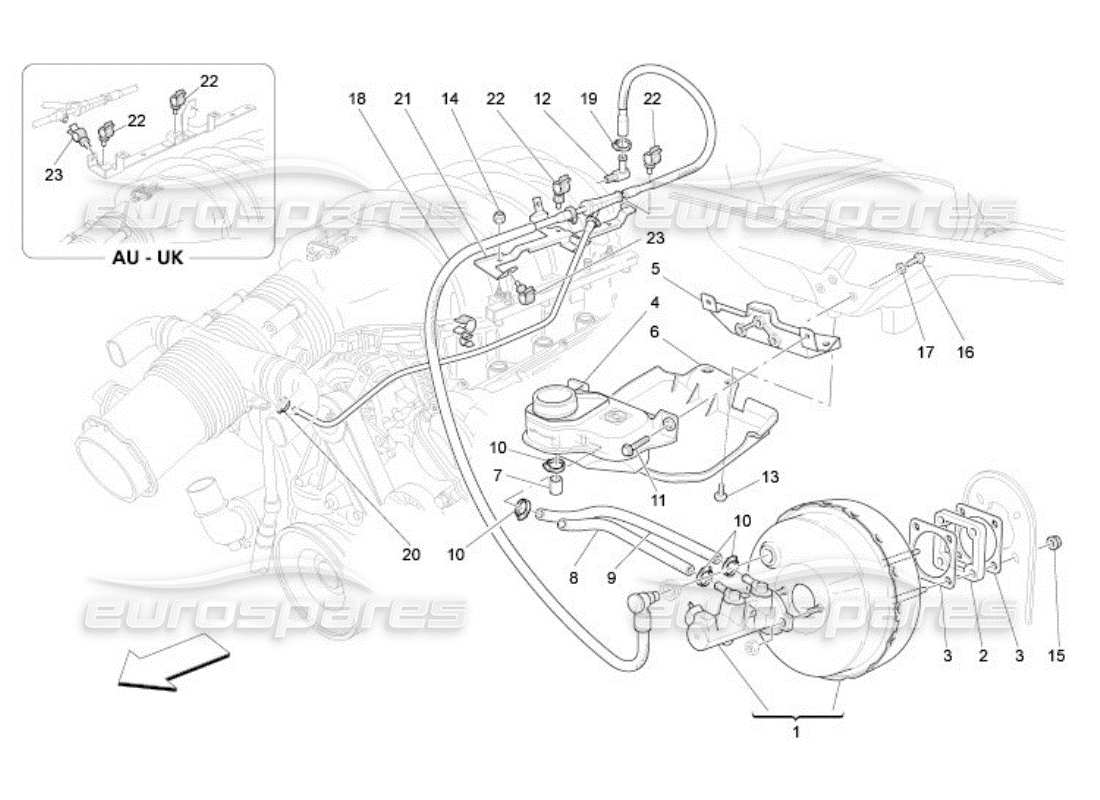 maserati qtp. (2005) 4.2 brake servo system part diagram