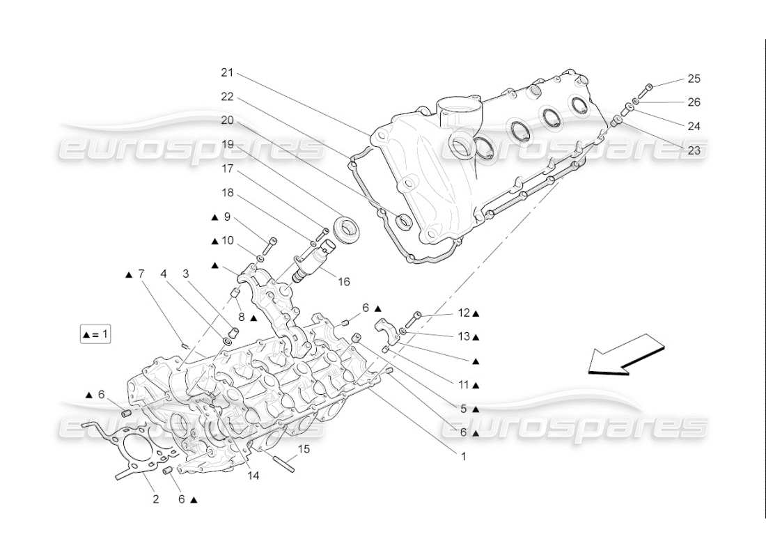 maserati qtp. (2009) 4.7 auto lh cylinder head parts diagram