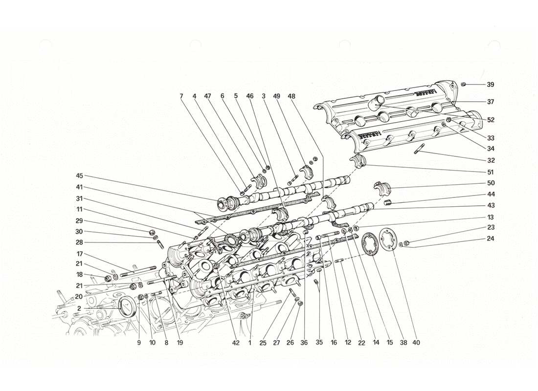 ferrari 208 gtb gts cylinder head (left) part diagram