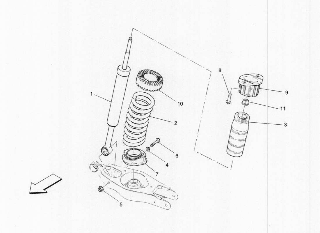 maserati qtp. v6 3.0 tds 275bhp 2017 rear shock absorbers parts diagram