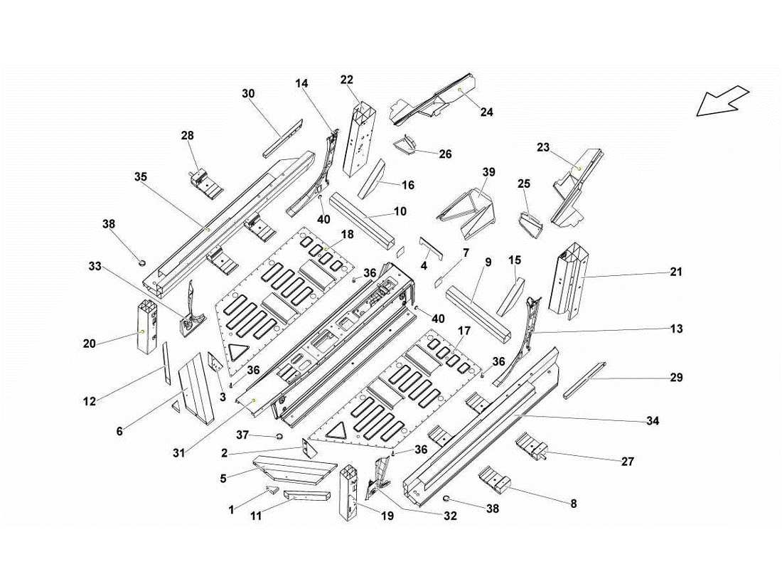 lamborghini gallardo lp560-4s update center frame elements part diagram