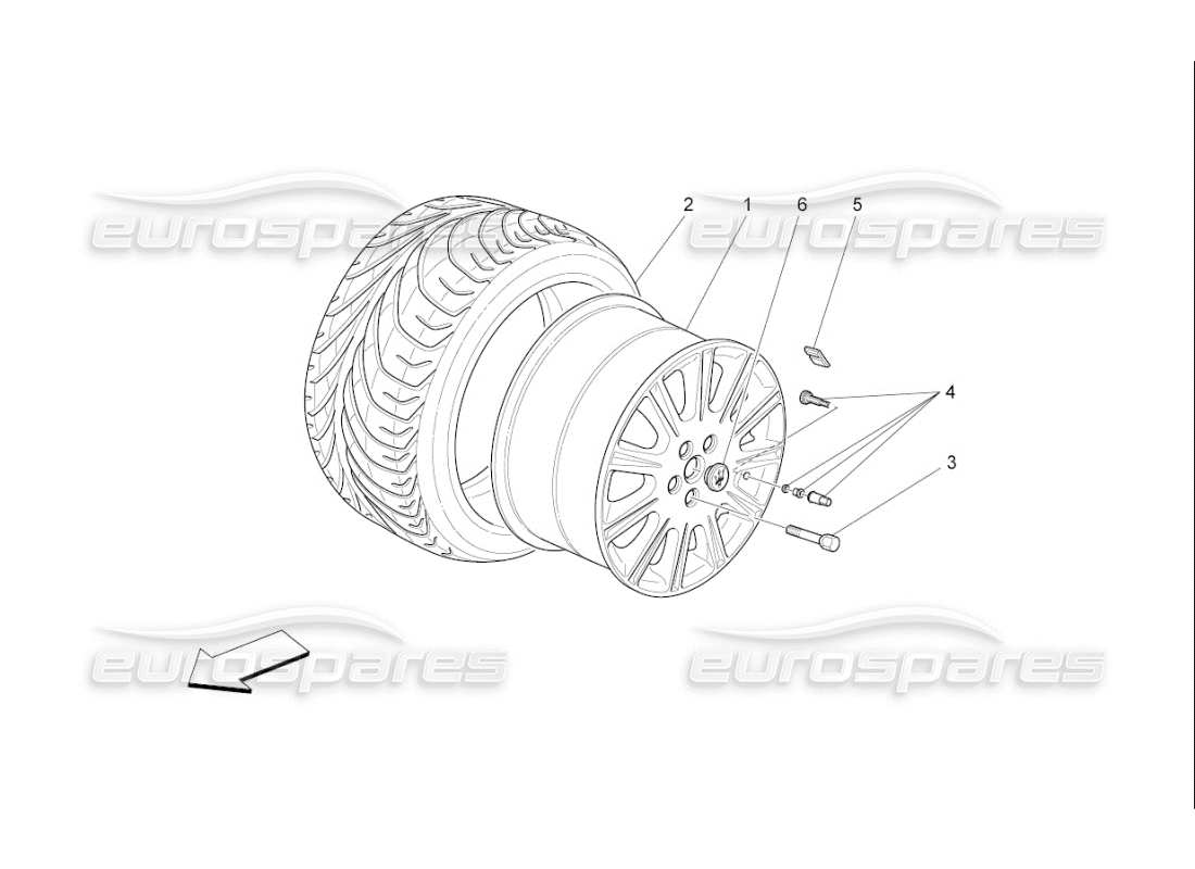 maserati qtp. (2009) 4.2 auto wheels and tyres parts diagram