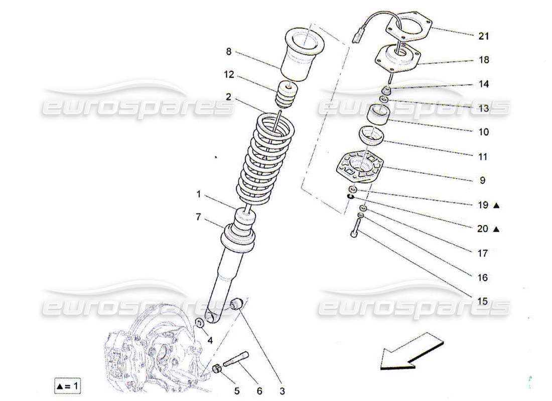 maserati qtp. (2010) 4.2 rear shock absorber devices parts diagram