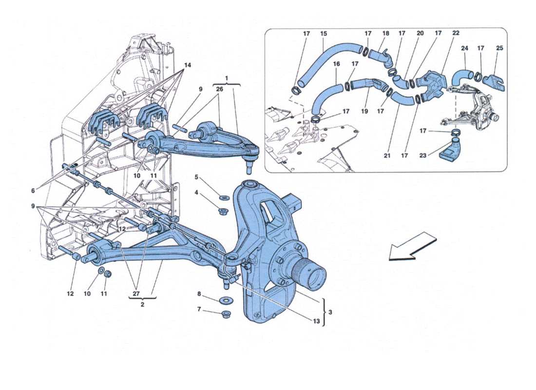 ferrari 458 challenge sospensione anteriore - leve part diagram