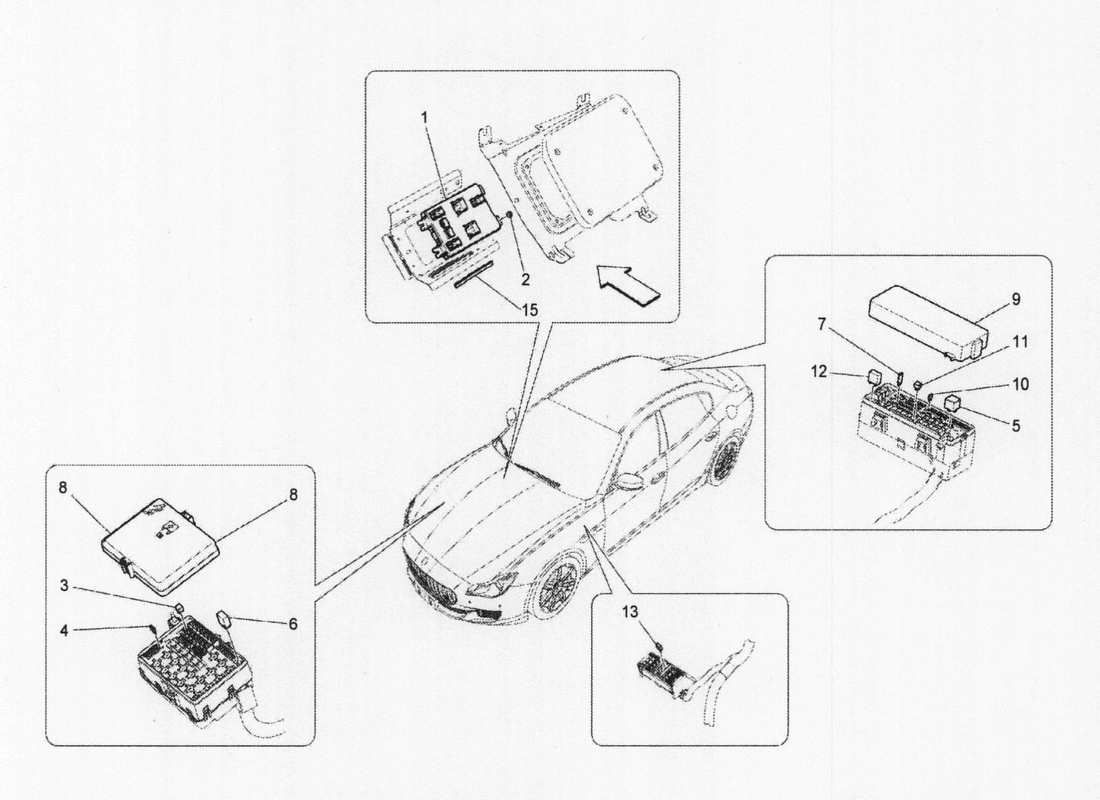 maserati qtp. v6 3.0 bt 410bhp 2wd 2017 relays, fuses and boxes part diagram