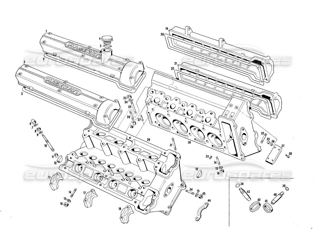 maserati qtp.v8 4.7 (s1 & s2) 1967 cylinder heads part diagram