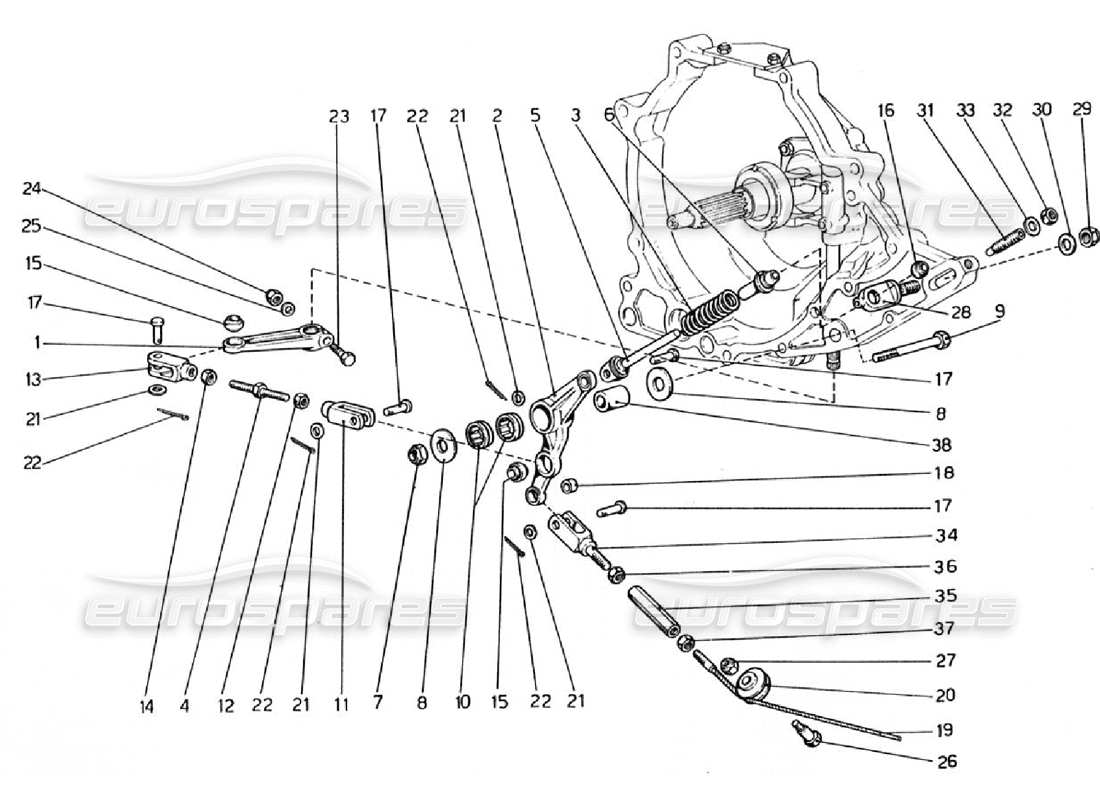 ferrari 308 gtb (1976) clutch operating control part diagram