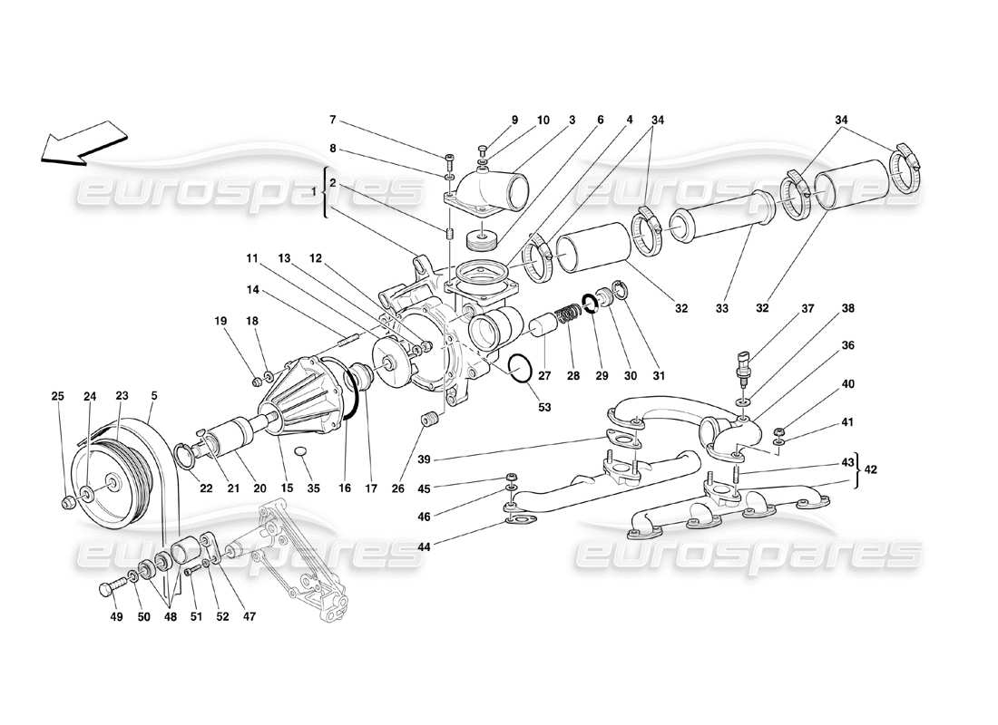 ferrari 360 challenge (2000) water pump part diagram