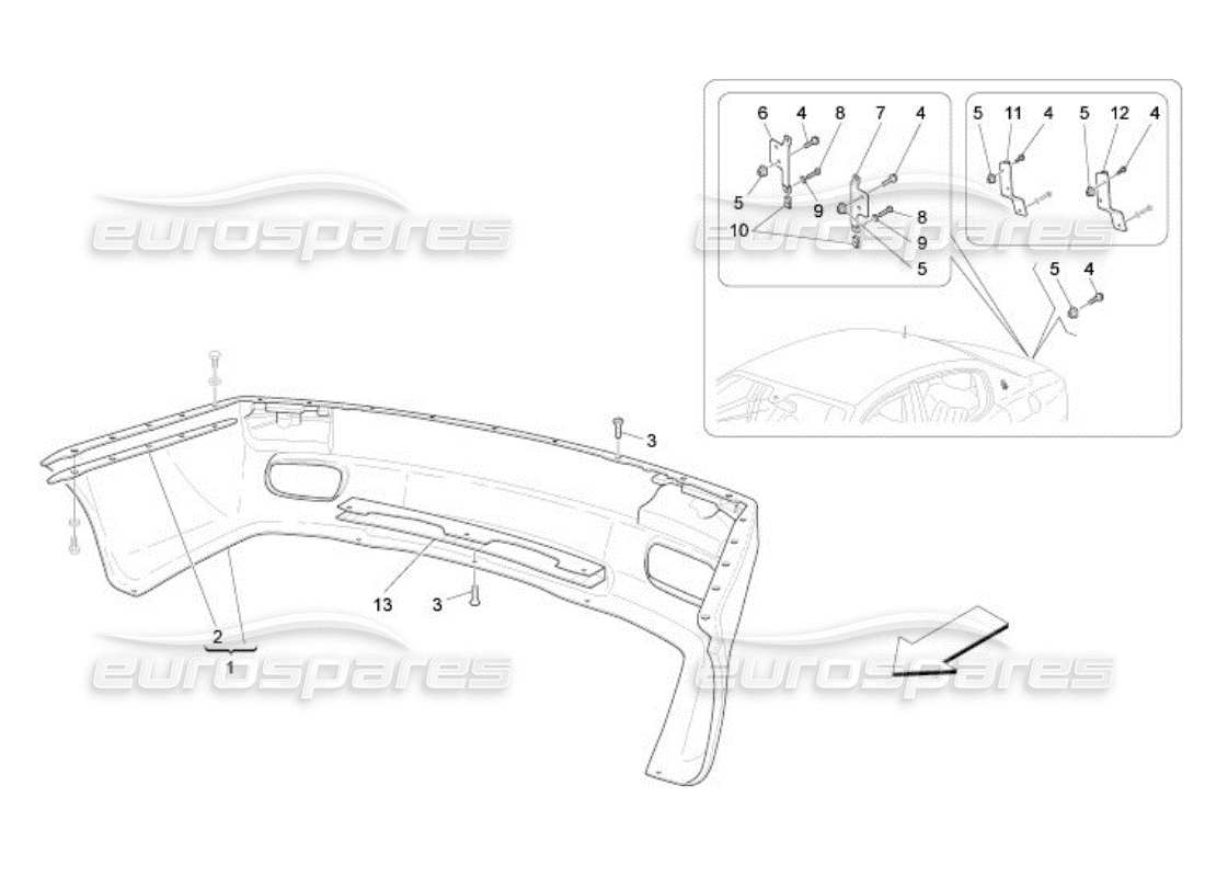 maserati qtp. (2005) 4.2 rear bumper part diagram