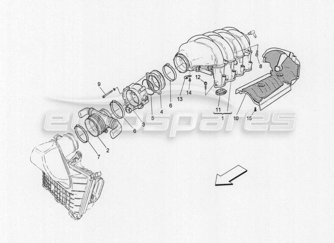 maserati granturismo special edition intake manifold and throttle body parts diagram
