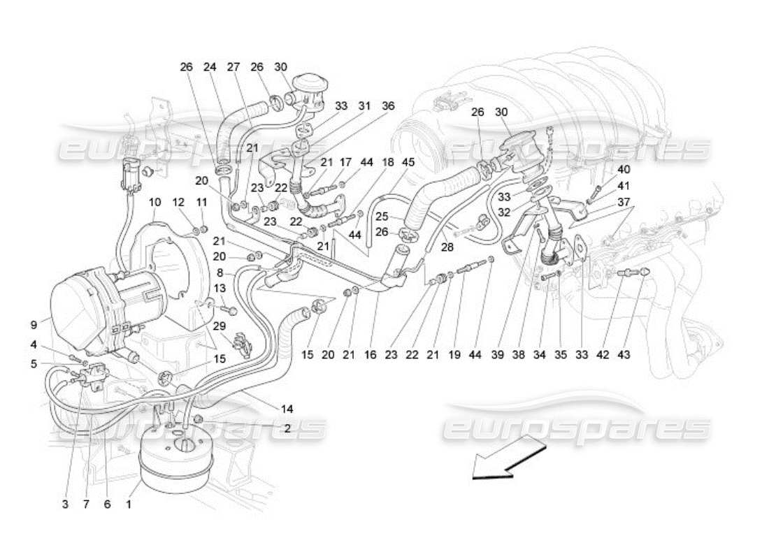 maserati qtp. (2005) 4.2 additional air system part diagram