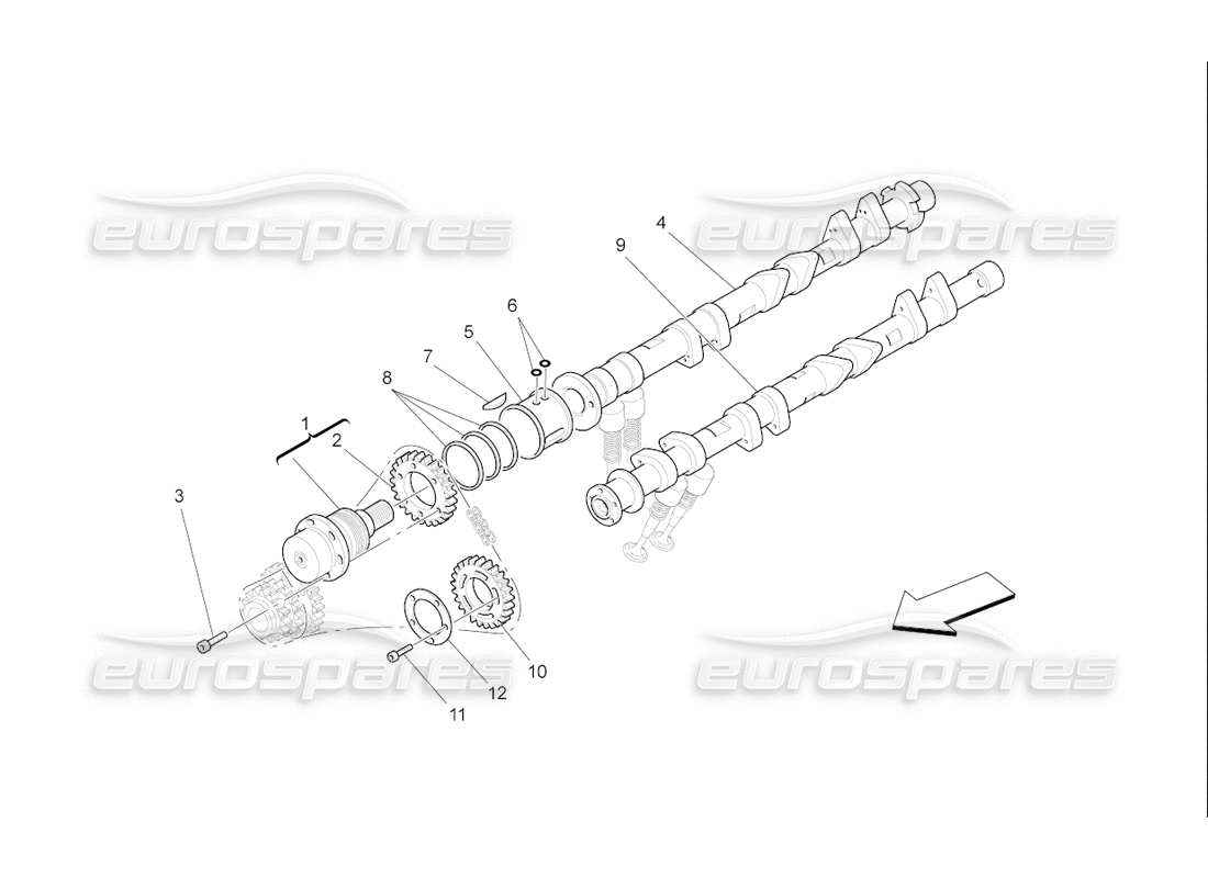 maserati qtp. (2006) 4.2 f1 lh cylinder head camshafts part diagram