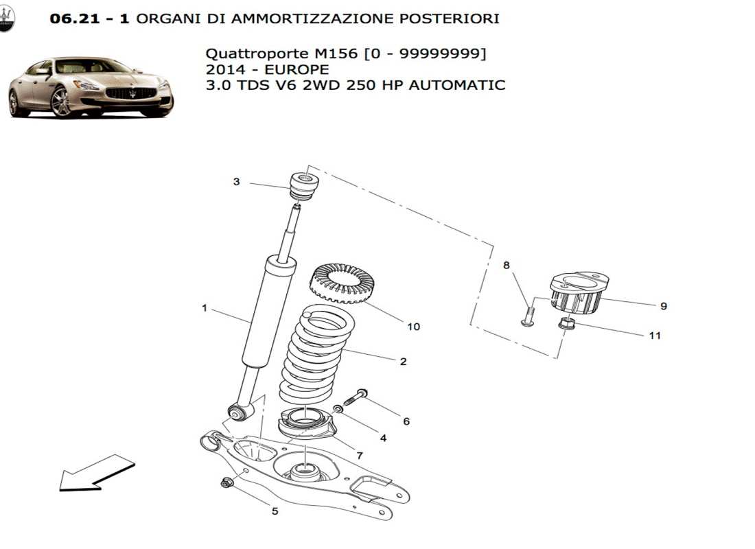 maserati qtp. v6 3.0 tds 250bhp 2014 rear shock absorber devices parts diagram