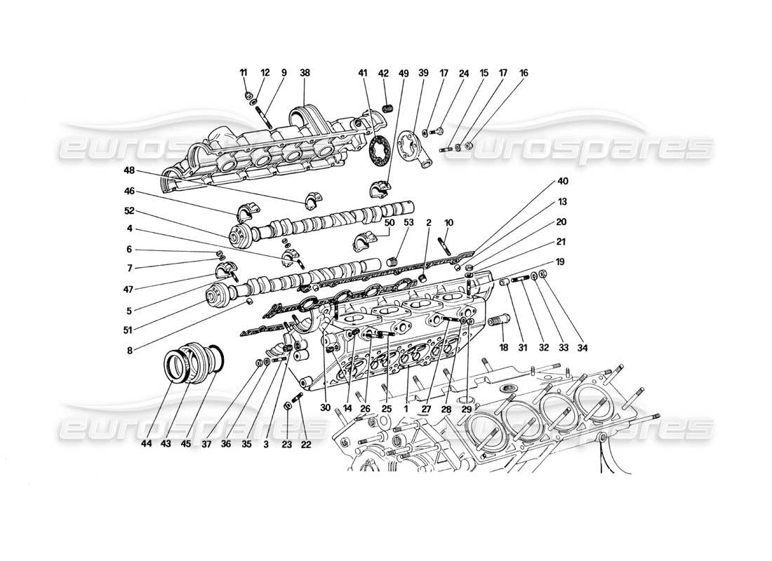 ferrari 328 (1985) cylinder head (right) parts diagram